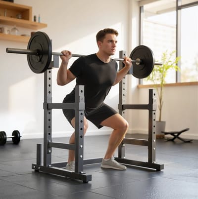 Wishdor - Krachtstation - Verstelbare halterstandaard - squat rack met twee niveaus en gewichtsschijfhouders - industrieel - thuisgym - staal - zwart - 110 x 91 x 145 cm