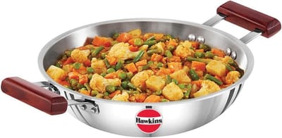2,5 Liter Frituurpan - Triply RVS Kadai voor Inductiekookplaten - Plat Onderstel, Duurzaam en Praktisch