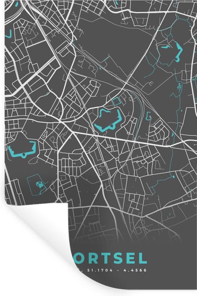 Muurstickers - Sticker Folie - Stadskaart – Grijs - Kaart – Mortsel – België – Plattegrond - 20x30 cm - Plakfolie - Muurstickers Kinderkamer - Zelfklevend Behang - Zelfklevend behangpapier - Stickerfolie