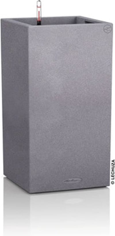 LECHUZA CANTO Stone 30 high - Plantenbak - met uitneembare binnenbak - met bewateringssysteem - ALL-IN-ONE set met LECHUZA-PON - steengrijs