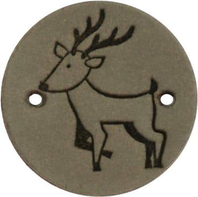 Durable Leren Rond Label met Hert/Rendier – 2 cm – Set van 2 Stuks
