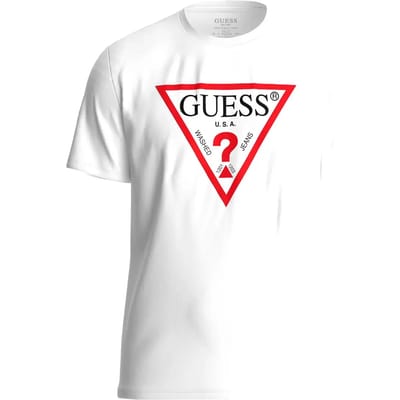 Guess Wit T-shirt met driehoekig logo