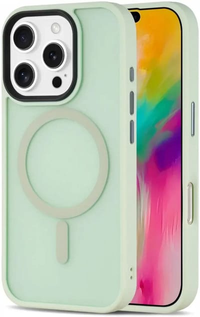 Hoesje Geschikt voor iPhone 16 Pro Max - Compatibel met MagSafe - Matte Beschermhoes - Back Cover met Magneet - Licht Groen