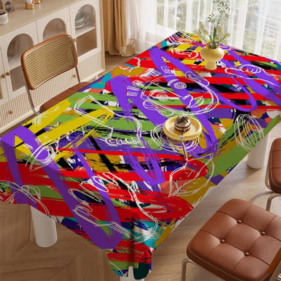 Tafelkleed met Graffiti Alfabet Print - Thuisdiners/Bruiloften/Banketten/Buitenfeesten, Hoteldecoratie 100x140cm