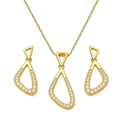 Oorbellen Set Goudkleurig - Vergulde Zilver Geschkenset Dames - Oorbellen echte zilver dames - Oorbellen en Ketting met Hanger dames Goudkleurig - Verguld Echte Zilver 925 - Valentijn cadeautje voor haar - Amona Jewelry