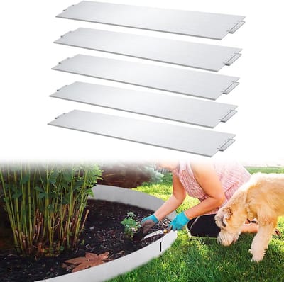 Gazonrand Metaal - Tuinrand Bodemrand - Tuin Afscheiden - Verzinkt Stevig Metaal - 18 cm Hoog - Zilver