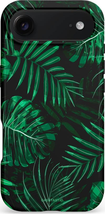 Casetastic hoesje geschikt voor Apple iPhone Air - MagSafe - Dubbellaagse bescherming - Jungle blad - Fashion Case - Donkergroen Zwart
