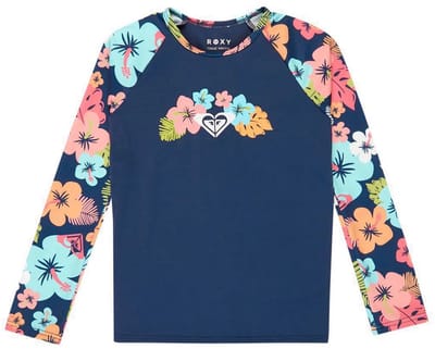 Roxy Set Morning Flower Rash Guard Met Lange Mouwen Blauw 3 Years Meisje