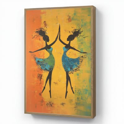 Wandlamp 70x100 cm - Oplaadbaar - Dansen - Vrouwen - Verfstructuur - Wandlampen binnen woonkamer - Slaapkamer lamp - Decoratieve nachtlamp - Vloerlamp draadloos