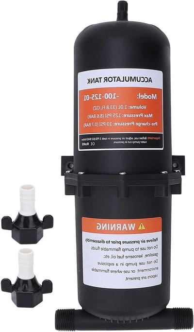 SnelShoppen - 1L Accumulator Tank - Voor Motorhomes, Botens, Reistrailers en Caravans - 1/2 MNPT Aansluiting - Max 125PSI - Stabiele Waterstroom - Ide