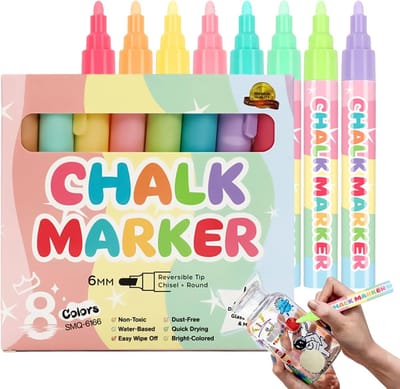 Krijtmarkeerstiften Set - Wisbare Stiften - Veelzijdig Schrijven - Stofvrij Ontwerp - 8 Stuks - Bordkleuren