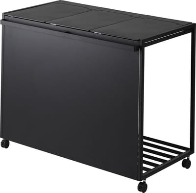 Yamazaki Afvalscheidingsprullenbak met wielen - 3 comp - Tower - Zwart