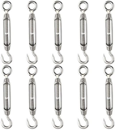 10 Stuks M4 Spanning Lock van RVS - Verstelbare Kabel Spanner met Haak en Oog voor Buitenverlichting en Tuinverlichting