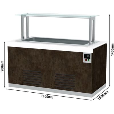 GGM Gastro Buffettheke kalt PRAG - 1100mm - mit Kühlwanne - für 2x GN 1/1 Bruin / Wit