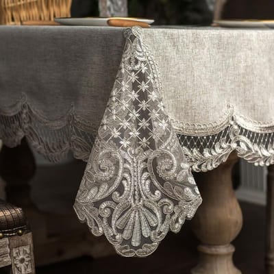 Nordic Geborduurde Kant Rechthoekig Tafelkleed Feest Dineren Vierkant Keuken Salontafel Hoes Stofdicht Licht Luxe 150x210cm-Rectangle