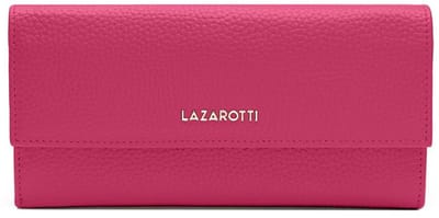 Lazarotti Leren portemonnee Bologna Leather Wallet With 12 Card Slots Hot Pink roze