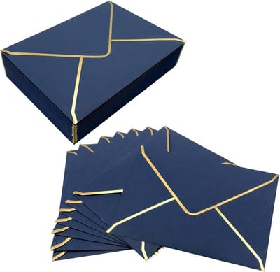 50 stuks - Uitnodigingsenveloppen - Zakelijke uitnodigingen - Enveloppen - Luxe enveloppen - Bruiloft-, afstudeer- en andere verzendenveloppen - 12,5 x 16,5 cm - Blauw