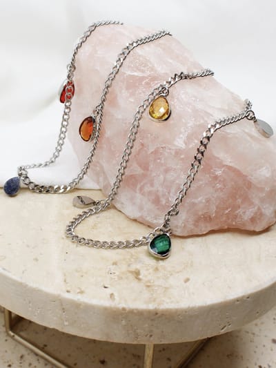 Brillenkoord - Zilveren brillenketting Ella - RVS zilver plated - Met bedels | Sunny Cords
