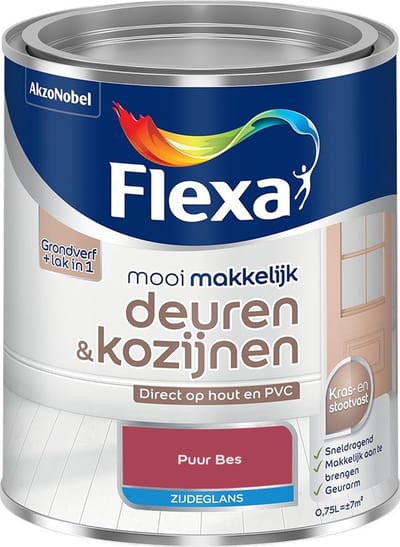 Flexa - Mooi Makkelijk Deuren & Kozijnen Zijdeglans - Puur Bes - Mengverf - 750 Ml