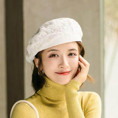 Kant Dames Baret Lente en Zomer Hoed Dames Japanse Herfst en Winter Alles-passende Schildersmuts Street Girl Achthoekige Baret one size