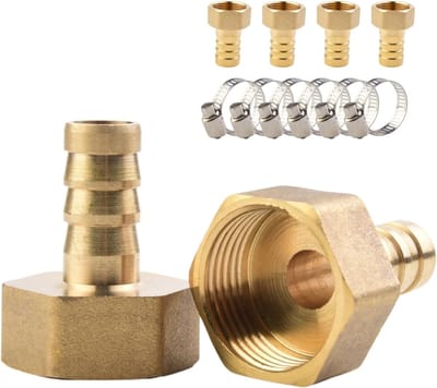 Brass Barb Verbinding 14mm met Vrouwelijke Draad G 1/2" voor Wasmachines en Tuinirrigatie | Inclusief RVS Slangklemmen voor Betrouwbare Aansluitingen