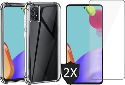 Hoesje geschikt voor Samsung Galaxy A52 - Shock Proof Case - Transparant - Met 2x Screenprotector