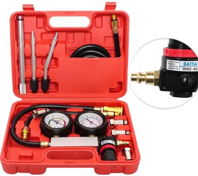 Compressie Tester Kit - Motor Diagnose - Cilinder Lektest - Dubbele Meter - 0-100 PSI - Zwart
