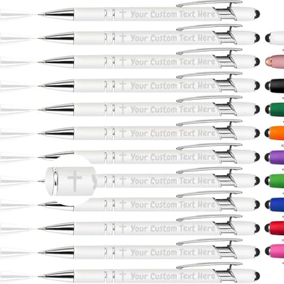 Gepersonaliseerde Pennen - Bedrukte Schrijvers - Cadeau Geven - Met Touchscreen Stift - Per Stuk - Wit