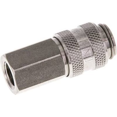 RVS DN 5 Luchtkoppeling Snelkoppeling G 1/8 inch Binnendraad Double Shut-Off - CLS5-F-S-SV-018