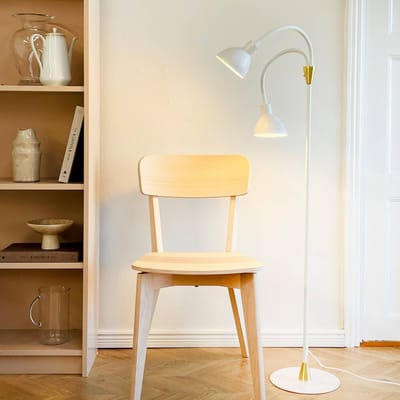 Dyberg Larsen vloerlamp Lilje, wit, hoogte 135 cm, 2-lamps
