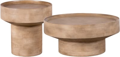 Lewis & Loft Salontafel Luus - Mangohout - Rond - Bruin - Klein en groot - Set van 2