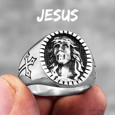 God Jezus Religie Kruis Roestvrij Staal Mannen Ringen Trendy Punk Amulet voor Man Vriend Vriendin Sieraden Creativiteit Cadeau 11 white