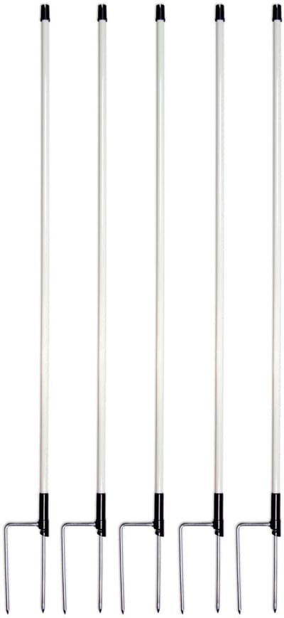 Horizont - Weidepaal - 90cm - Wit -5stk - Kunststof - Prikpaal - Dubbele punt - Vervangingspaal afrastering - Voor schrikdraad of lint