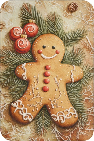 Badmat 60x90 cm - Antislip - Kerstmis - Koekje - Poppetje - Speculaas - Badmatten voor badkamer - Badkamermat - Douchemat - Badkamer mat