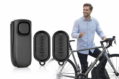 Dutchers® Fietsalarm 2025 Model – 113 dB - Fietsbeveiliging – Anti-Diefstal Alarmsysteem met 2 Afstandsbediening - SOS Alarm – 3 Geluidsniveaus & 7 Gevoeligheidsstanden – Waterdicht – Universeel voor Fiets, Fatbike, E-Bike & Scooter
