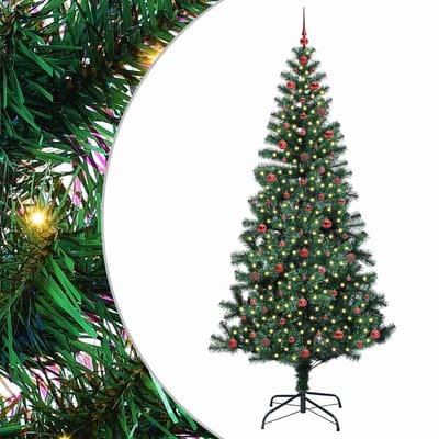 vidaXL - Kunststof - Voorverlichte - Kerstboom - Groen - 240 - cm - PVC - en - Metalen