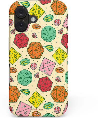 Casetastic hoesje geschikt voor Apple iPhone 16 - MagSafe - Dubbellaagse bescherming - D20 Geluksrol - Fashion Case - Zand Saliegroen Terracotta Turquoise