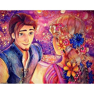 Volledige ronde boor 5D DIY Diamond schilderij Cartoon prinses borduren kruissteek 20X30CM pink