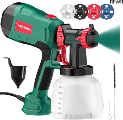 RFWR® Krachtig 600 W Verfspuitsysteem met 1200 ml Capaciteit en 4 Sproeiers voor Muur en Hout