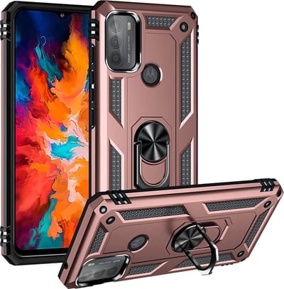 Geschikt voor Motorola G71 5G Ring Hoesje Armor Anti-shock Backcover Rose Goud - Geschikt voor Motorola G71 5G Geschikt voor Motorola G71 5G Backcover kickstand Ring houder cover TPU backcover oTronica