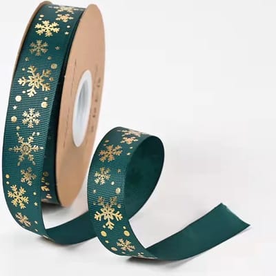Without Lemon - Kerst Lint Groen - Sneeuwvlokken - Kerstverpakking - Versieringen - Kerst Cadeau - 2.5x50cm - Kerstlint Groen A