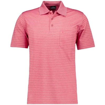 Ragman Polo Duo Fine Line Soft Knit Easy Care Bright Red Melange / male