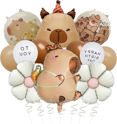 Allecto Plus Capybara ballon verjaardagsset - 12 stuks heliumballonnen voor feest