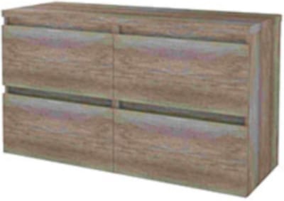 Basic-Line Start 46 Badkamermeubelset - 120 x 46 cm - Greeploos - 4 Lades - Wastafelblad - Scotch Oak