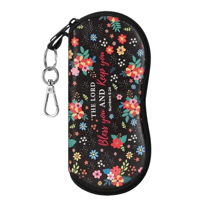 Dailygoody - Zachte lenzenvloeistof - Zonnebril zakje met ritssluiting - Zwart en bloem - Ideaal voor mannen en vrouwen - Perfect voor onderweg - Be