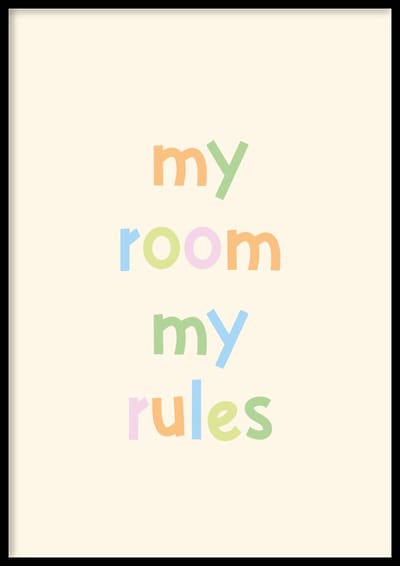 Poster My room my rules - Kinderkamer poster - Babykamer poster - Kinderkamer decoratie - 30x40 cm - Exclusief lijst - WALLLL