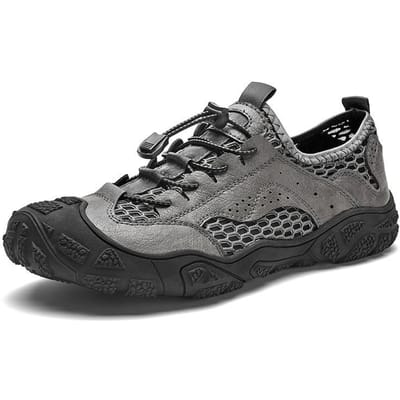 Heren Leren Sandalen Zomer Nieuwe Pomp Strand Schoenen Ademend Casual Rijschoenen Zachte Zool Antislip Leren Sandalen 46 grijze kleur