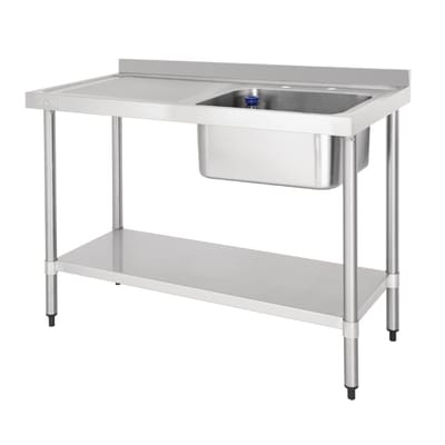 Vogue RVS Spoeltafel enkele spoelbak aan rechterzijde 120x60cm