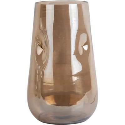 Present Time Vaas Luster Organic - Bruin - Ø17cm - Glas - Scandinavisch - Bloemenvaas - Woondecoratie - Decoratieve vaas voor woonkamer of slaapkamer