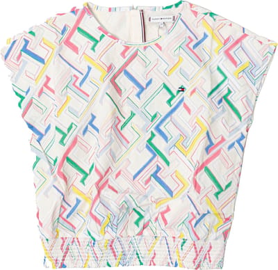 Tommy Hilfiger MULTI MONOGRAM SLVSS SHIRT Meisjes Top - White - Maat 12